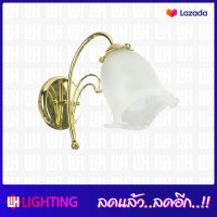 WH โคมไฟกิ่งติดผนังภายใน (กิ่งเดี่ยว/กิ่งคู่) สีทอง+หลอด LED-5W รุ่น WL-6303-1-2KG-[LED-5W]