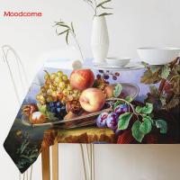 Europe Still Life Flower Fruits Oil Painting Waterproof Table Cloth Cover Elegant Floral Wall Tapestry Cotton Linen Tablecloth