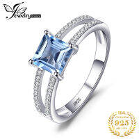 JewelryPalace 1.2ct เจ้าหญิงตัด Sky Blue Topaz 925แหวนเงินสำหรับผู้หญิงเครื่องประดับเพชรพลอยงานแต่งงานของขวัญ