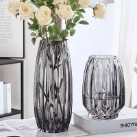 MUJI High-end Glass Vase Simple Modern European Creative Transparent Water Cultured Flower Arrangement Rose Lily Lucky Bamboo Dining Table Decoration