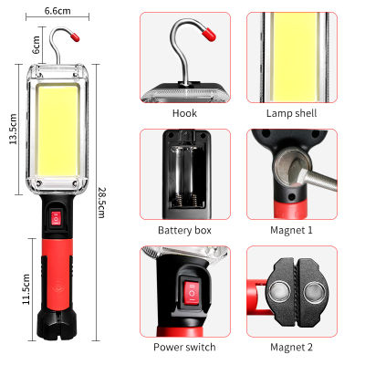 100วัตต์ที่มีประสิทธิภาพไฟฉาย LED USB ชาร์จซังแสงทำงานกับตะขอแม่เหล็กเต็นท์ตั้งแคมป์ทำงานบำรุงรักษาโคมไฟไฟฉาย LED