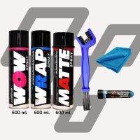 LUBE71 สปเปรย์หล่อลื่นโซ่ WRAP + สเปรย์ล้างโซ่ WOW + สเปรย์เคลือบสีด้าน MATTE + แปรงล้างโซ่ + น้ำยาล้างคอท่อไอ เล็ก + ผ้า