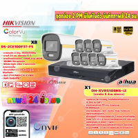 ชุดกล้องวงจรปิด 8 จุด 2MP (HIKVISION รุ่น DS-2CE10DF3T-FS) + XVR รองรับ 5 ล้านพิกเซล (DAHUA รุ่น DH-XVR5108HS-I2) มีไมค์ในตัวพร้อมบันทึกภาพสี 24 ชม.