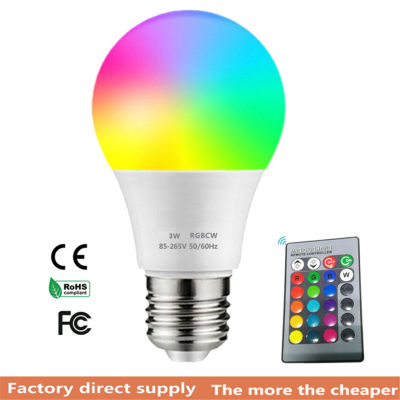 E27 3W RGB หลอดไฟ LED 16สีเปลี่ยนสีได้4ระดับความสว่างปรับรีโมทคอนโทรลอัจฉริยะสำหรับบาร์ Ktv เวที
