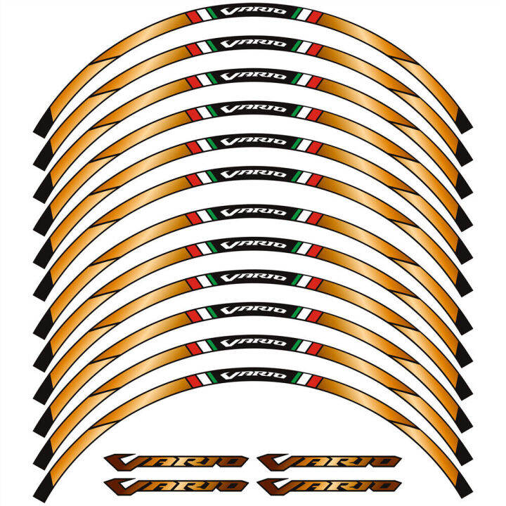 สติกเกอร์ติดอุปกรณ์แข่งรถมอเตอร์ไซค์เท่ขนาด14-14-นิ้วเทปลายทางติดสติกเกอร์ตกแต่งล้อรถมอเตอร์ไซด์สำหรับฮอนด้าวาริโอ-vario125-vario150-vario160