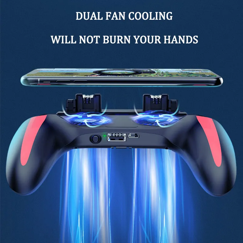 Mobile Phone Controller, EEEkit 4 Trigger Mobile Game Controller with  Cooling Fan for PUBG/Call of Duty, L1R1 L2R2 Gaming Grip Gamepad Six-Finger Mobile  Controller Trigger for 4-6.3 iOS/Android Phone 