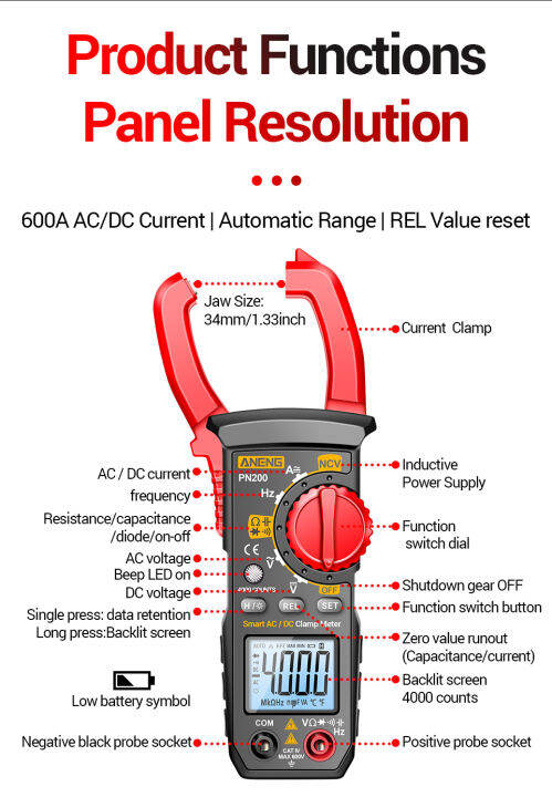 aneng-pn200แคลมป์มิเตอร์ดิจิตอลดิจิตอล-เซนเซอร์อัจฉริยะ-dc-ac-600a-กระแสไฟ-rms-ทั่วไป-ncv-4000แอมป์มิเตอร์มัลติมิเตอร์สำหรับนับเครื่องทดสอบแรงดันไฟฟ้าความจุ-hz-ในรถยนต์ทดสอบโอห์ม-ncv