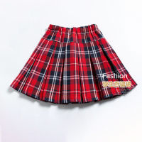 4-12 Years Children Girls College Style Pleated Skirts Autumn Student Performance Red Plaid Skirts For Kids Spring Bottoms