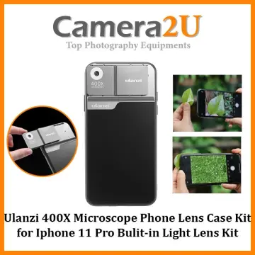 400X Mobile Phone Microscope Micro-Lens Universal Clip LED Light
