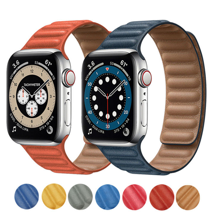 สายนาฬิกาหนังยีนส์ของแท้สำหรับนาฬิกา-apple-ultra-49mm-41mm-45mm-44mm-40mm-38mm-42mm-สายนาฬิกาลูปแม่เหล็กสำหรับนาฬิกา-apple-ultra-9-8-7-6-5-4