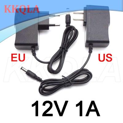 QKKQLA 12V 1A 1000ma AC 100-240V DC Power supply Adapter plug Converter For led strip light CCTV Charger 5.5mmx2.5mm US/EU plug