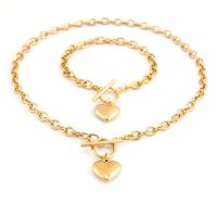 Stainless Steel Jewelry Lovely Heart Necklace and Bracelet For Women Rolo Cable Chain Allergy Free Fashion Chain Necklaces