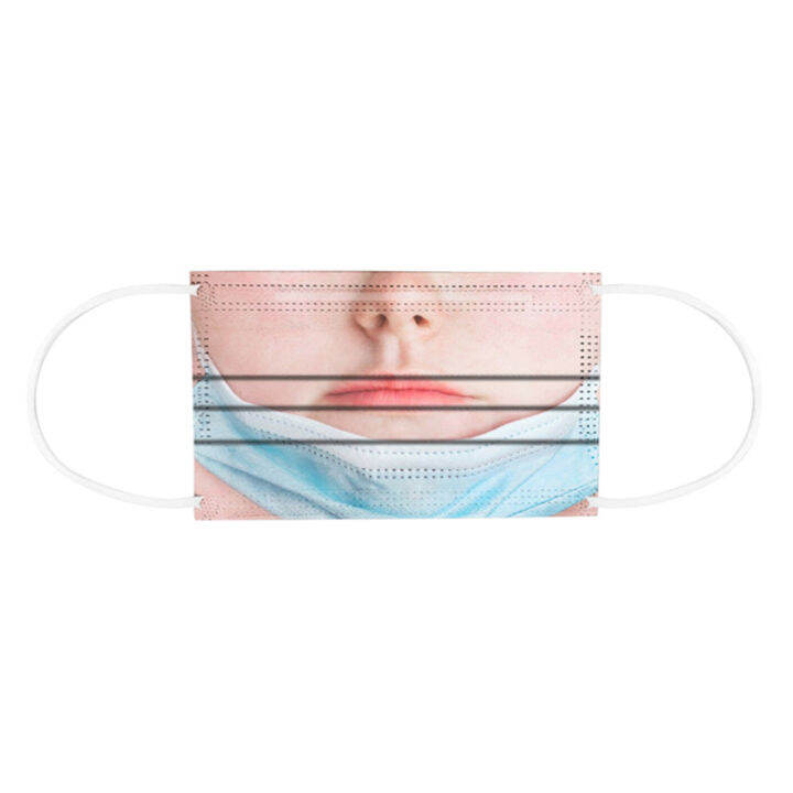 mus-1pcs-disposable-face-mask-3-ply-breathable-funny-face-cover-mouth-nose-protection-for-outdoor