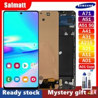 Salmatt Incell A51 A71 Samsung Galaxy A51 5G A41 A31 A21 A21S A11 A01 A01แกน LCD TFT จอแสดงผลหน้าจอสัมผัส Incell พร้อมชุดประกอบเฟรมพร้อมเครื่องมือซ่อมและกาวฟรี