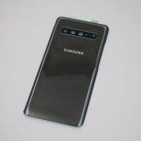 ที่อยู่อาศัยด้านหลังสำหรับ Samsung Galaxy S10 5กรัม G977ฝาครอบแก้วซ่อมแทนที่โทรศัพท์ประตูกรณีกล้องเลนส์โลโก้สติ๊กเกอร์