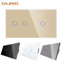 DAJIMEI Touch Switch 1 Way 2 Way EU Standard 2และ1 Gang Wall Sensor Switches สีดำสีขาวพร้อมแผงกระจก Home Improvement