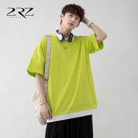 2Rz Mens Short-Sleeved Cotton T-Shirt Boys Fashion Brand Loose Hong Kong Style Mens And Womens Same Style Printed American High Street T-Shirt