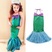 ZZOOI Girls Little Mermaid Dress Cosplay Princess Arier Costume Fancy Trumpet Tail Birthday Gift Bow Clothes Kids Cute Aril Dresses