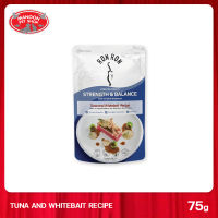 [12 PCS][MANOON ] RON RON Pouch Tuna and Whitebait 75g.ร็อง ร็อง อาหารเปียกสำหรับแมวทุกสายพันธุ์ รสปลาทูน่าและปลาชิราสุ ขนาด 75 กรัม