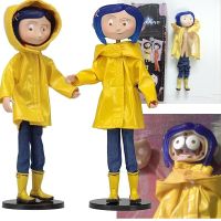 NECA Coraline รูปเสื้อกันฝนสีเหลือง Action FIGURE Secret ประตูคริสต์มาสของขวัญวันเกิดตกแต่งตุ๊กตาของเล่น 18cm