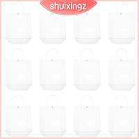 SHUIXINGZ ถุงของขวัญทรงสี่เหลี่ยม12ชิ้นถุงพร้อมที่จับกระเป๋า PVC ใสใสพร้อมที่จับถุงช้อปปิ้งกีฬา