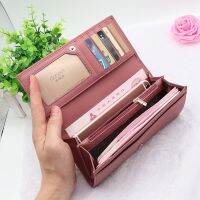 ?Dompet Koin ยาวหนังนิ่มสำหรับผู้หญิงกระเป๋าสตางค์แบบถือใหม่หัวเข็มขัดสดใสขนาดเล็กกระเป๋าสตางค์เกาหลี