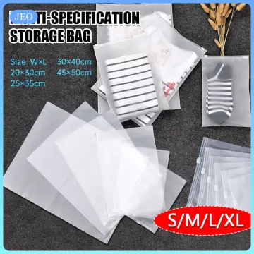 10pcs Zipper Storage Bag Frosted Transparent Large Capacity