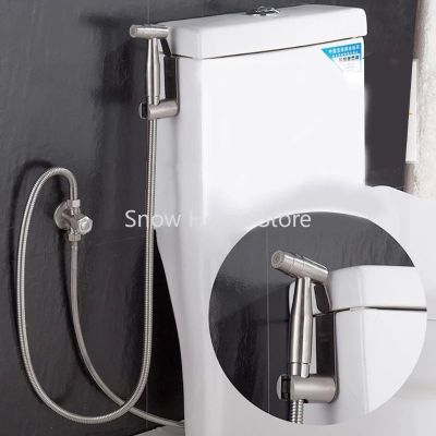 1pc Bidet Spray Heads Attachment Toilet Tank Shower Head Holder Stainless Steel Free Nail Bidet Hook Holder Bathroom Counter Storage