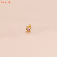 Fresh sky ต่างหูหมุดเจาะสเตนเลสแท่งบาง1ชิ้นสำหรับผู้หญิงแฟชั่นสีชมพูเพทายหูเล็บกระดูก