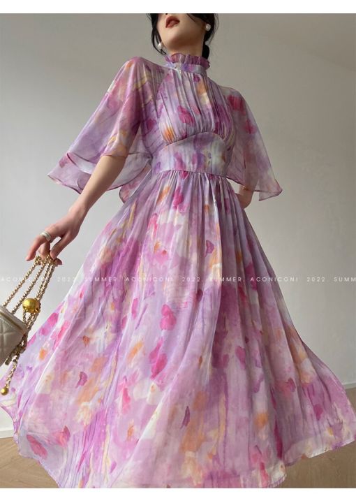 alisa-sonya-women-floral-maxi-dress-vintage-round-collar-short-puff-sleeve-elastic-backless-korean-style-women-casual-purple-floral-dress