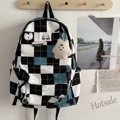 【hot sale】∏❏ C16 Ins Japanese and Korean Schoolbag Girls Checkerboard Large-capacity Backpack