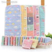 ○ 100 Cotton Childrens Towel Infant Childrens Gauze Small Towel 40-ply Facial Washcloth 6-layer Cartoon Jacquard Towel