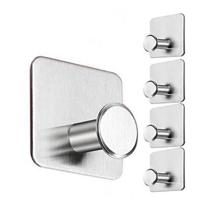 Towel Holder No Drilling Hooks Decorative Accessories Wet Room Suitable Adhesive Hooks Set of 5 Stainless Steel Hooks Self-Adhesive