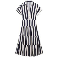 European and American style spring new fashion trend womens linen striped midi dress 3077767 043