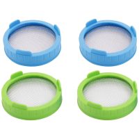 4 Pack Sprouting Lids, Plastic Sprout Lids with Stainless Steel Screen for Wide Mouth Mason Jars, Sprout Maker