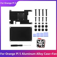 For Orange Pi 5 Aluminum Alloy Protective Case with Cooling Fan Heat Sink Passive Active Cooling Radiator Metal Case