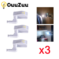 3ชิ้น LED ภายในบานพับโคมไฟภายใต้คณะรัฐมนตรีไฟสากลตู้เสื้อผ้าตู้เซ็นเซอร์ไฟสำหรับห้องครัวห้องนอนตู้เสื้อผ้าโคมไฟคืน