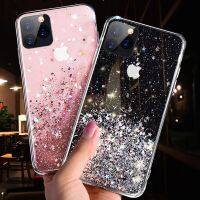 เคสโทรศัพท์แบบใสผงกากเพชรดาวสำหรับ iPhone 13 12 Mini 15 14 13 12 11 Pro Max XR X XS Max 7 8 6 Plus ฝาหลังอีพ็อกซี่เนื้อนิ่มกันกระแทก