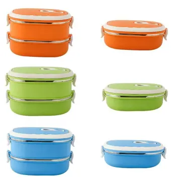 Thermal Lunch Box Stackable Hot Food Insulated Box 304 Stainless Steel  Round Lunchbox Sealed Food ContainersMonolayer 304 Thickened ( Green )