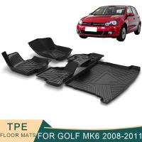 แผ่นปูพื้น Kdkjfliejuiysk สำหรับ Mk6กอล์ฟ VW Volkswagen 2008-2011เสื่อปูพื้นรถยนต์แผ่นรองผ้าเช็ดเท้า TPE สำหรับทุกสภาพอากาศแผ่นถาดกันน้ำอุปกรณ์ตกแต่งภายใน