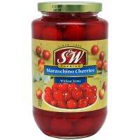 ??  (x 1) เอสแอนด์ดับบลิว เชอรี่แดงไม่มีก้าน 751 กรัม S&amp;W Red Maraschino Cherries 751 g.