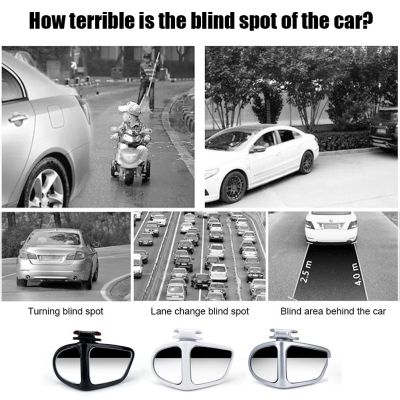 Spion Bulat Kecil ถอยหลังด้านหน้าและด้านหลังล้อกว้างสำหรับรถยนต์กระจกมองหลังเสริมสองด้าน360องศาคนตาบอด