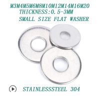 Ketebalan 0.5-3 Mm Ukuran Kecil Flat Washer M3M4M5M6M8M10M12M14M16M20 Stainless Steel 304 Flat Gasket Cincin Polos Mesin Cuci 1223