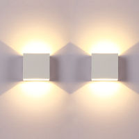 LED Wall Sconces 2Pack 6W Modern Indoor Wall Lamp, White Up Down Wall Mount Lights for Living Room Hallway Bedroom Decor