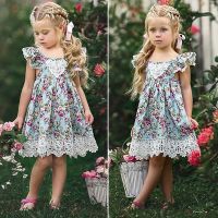 2-7Y Baby Girls Summer Dress Kids Clothing Sleevelss Lace Floral Tutu Dress Casual Princess Dresses Children Outfits Dresses