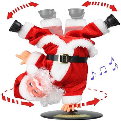 Christmas Electric Singing Santa Claus Toy Inverted Rotate Singing Dancing Santa Doll Toys Xmas Ornament Santa Musical for Kids