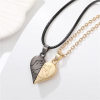 2PCS/set Love Magnetic Attracts Couple Necklace Friendship Heart Pendant Faceted Charm Necklace Valentine 39;s Day Gift Jewelry