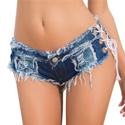 Low Waist Ripped Jeans Shorts Women Vintage Tassels Denim Short Pant Girls Beach Bandage Hot Pants