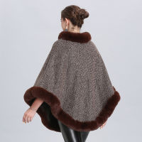 (ร้อน) 9สีฤดูหนาวกำมะหยี่อบอุ่นถัก O คอ Faux Fox Fur Poncho Shawl ผู้หญิง Capes เสื้อถัก Plus ขนาด Pullover Outstreet Overcoat