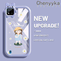 Chenyyyka เคสสำหรับ Realme C20 C20A C11 2021 C11 2020 Narzo เคส50i การ์ตูนเด็กผู้หญิงเคสโทรศัพท์โปร่งใสกันกระแทกหลากสีเด็กผู้หญิงในฤดูร้อนที่น่ารักมอนสเตอร์ตัวเล็กที่สร้างสรรค์เลนส์กล้องถ่ายรูปเคสซิลิโคนนิ่มน่ารัก